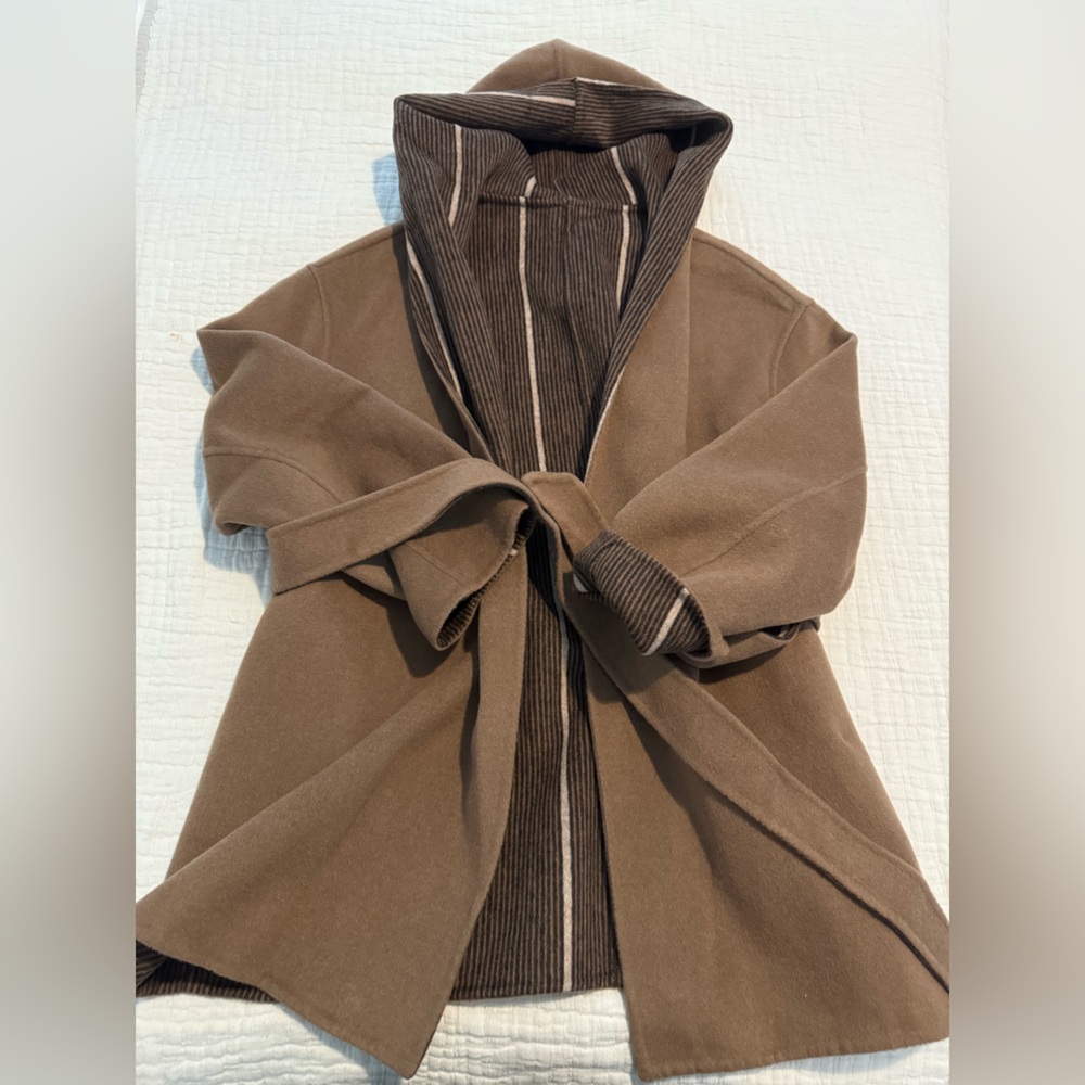Wool/Cashmere Hand Made Brown Hooded Women's Cape EUC 2165
